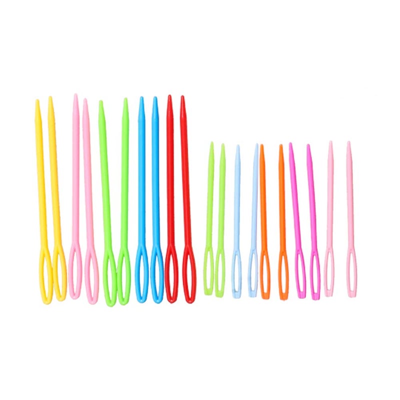Hekisn Large-Eye Plastic Sewing Needles, 20 Pieces Colorful Safety Lacing Needles, 2 Different Sizes Yarn Sewing Needle, Learning Needles for DIY Sewing Handmade Craftsï¼Œ3.5 &2.76 inch (20 Pieces) - Image 3
